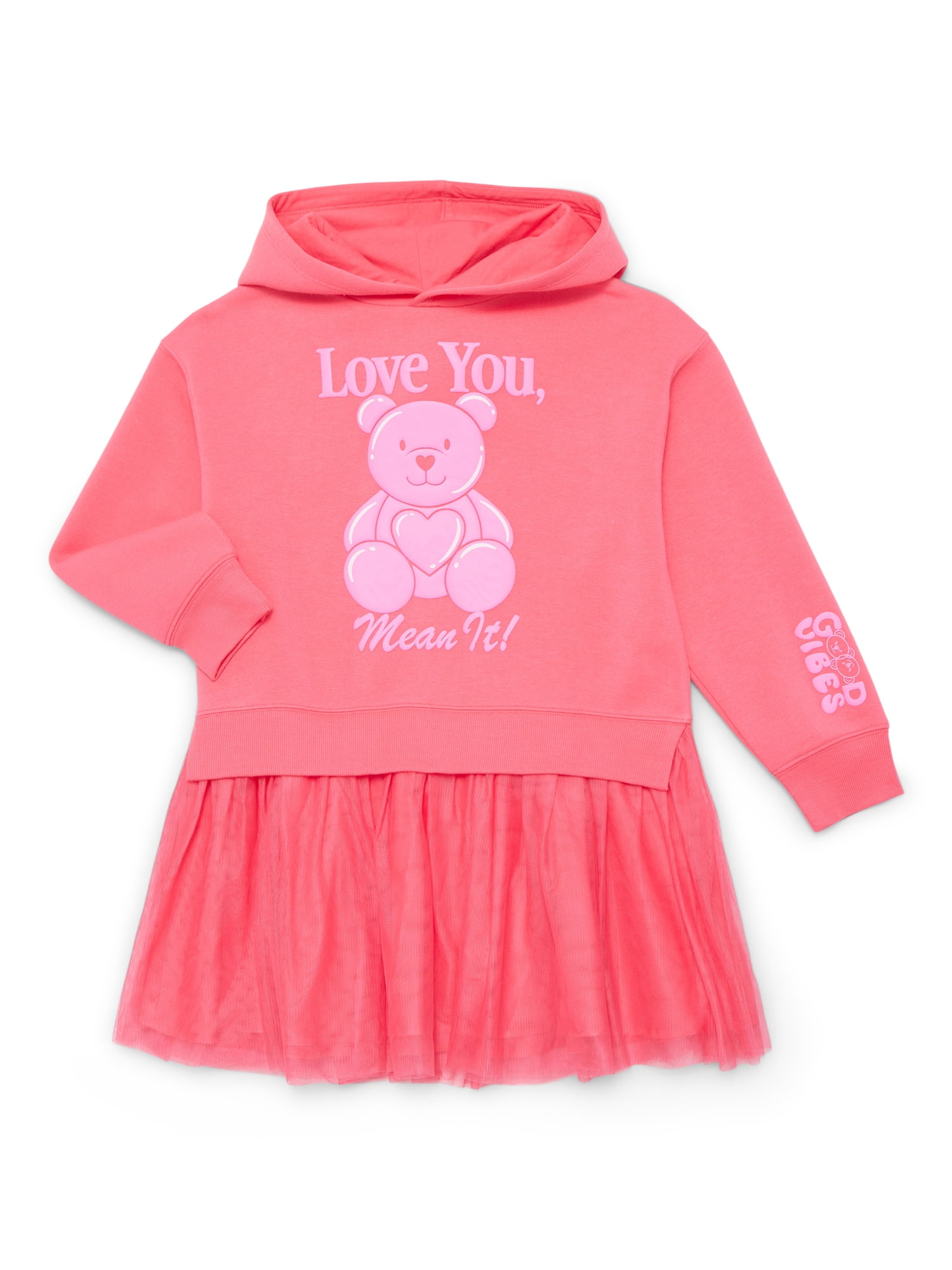 Valentine's Day Girls Graphic Hoodie Tutu Dress from Way To Celebrate, Sizes 4-16