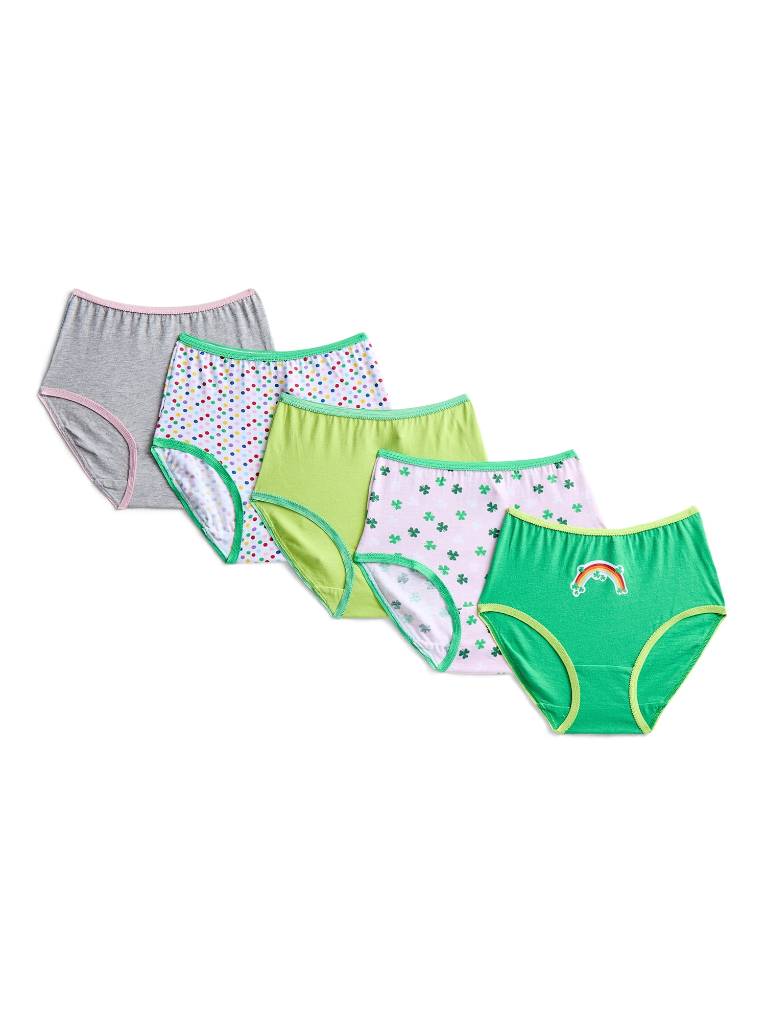 St Patrick's Day Girls Cotton Underwear Briefs from Way To Celebrate, 5-Pack, Sizes S-XL