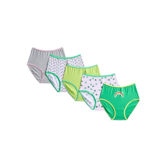 St Patrick's Day Girls Cotton Underwear Briefs from Way To Celebrate, 5-Pack, Sizes S-XL