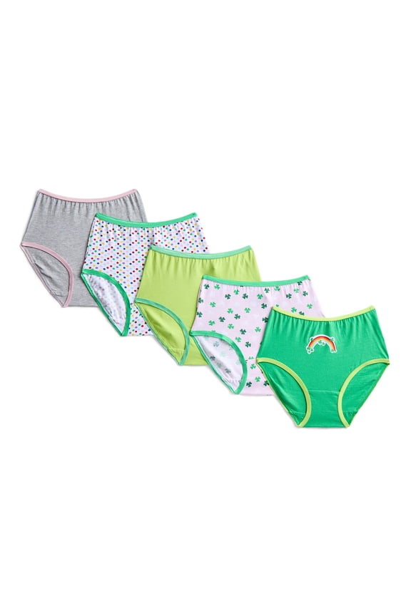 St Patrick's Day Girls Cotton Underwear Briefs from Way To Celebrate, 5-Pack, Sizes S-XL