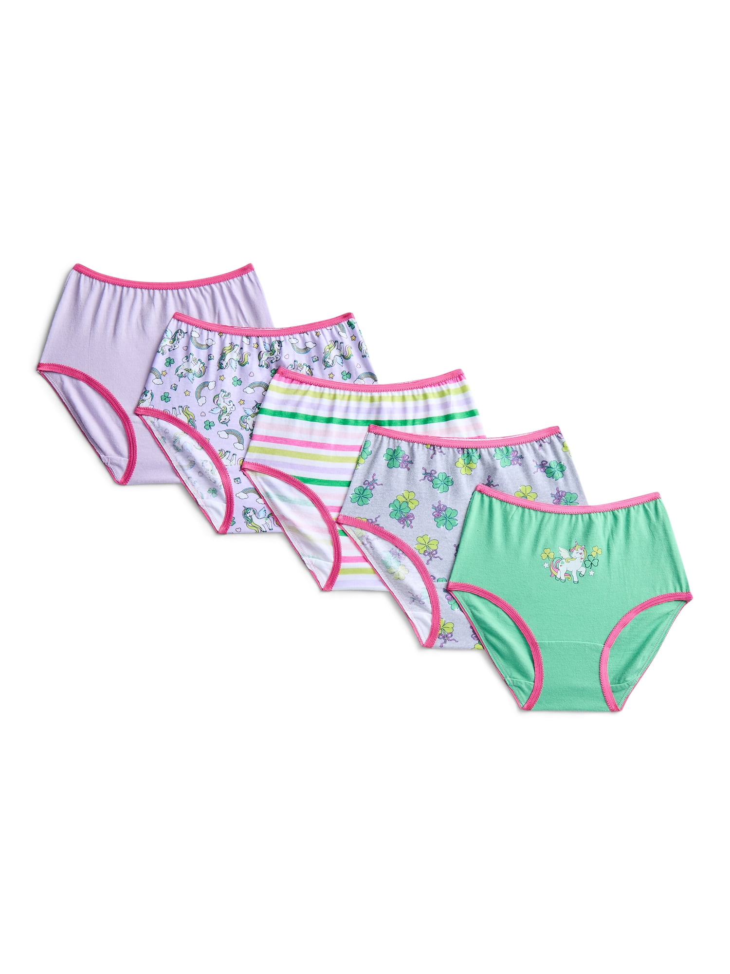 St Patrick's Day Girls Cotton Underwear Briefs from Way To Celebrate, 5-Pack, Sizes S-XL