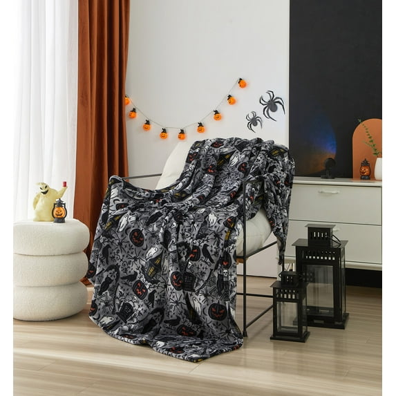 Ways to Celebrate Plush Haunted House Print Throw Blanket 50"x 60", All Ages