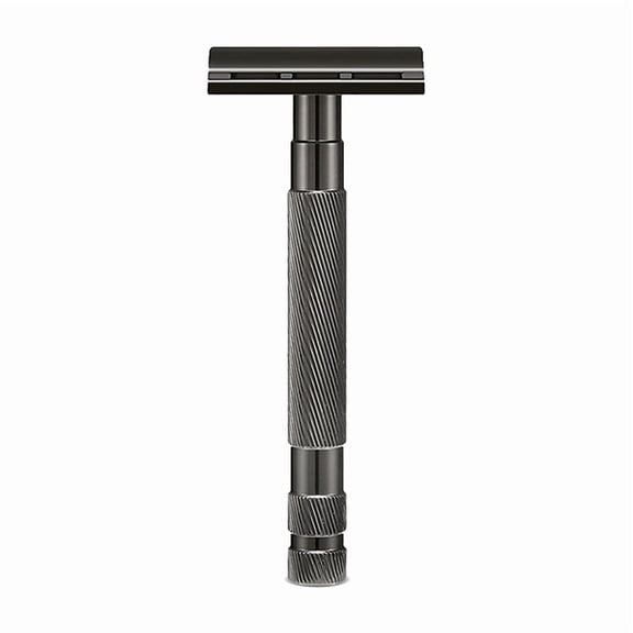 Waysh Classic Double Edge Safety Razor Gift Set for Men with Knurled Non-Slip Handle, Includes Stand & 20 Blades, Gunmetal Grey