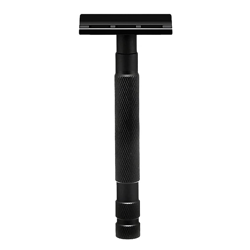 Waysh Classic Double Edge Safety Razor Gift Set for Men with Knurled Non-Slip Handle, Includes Stand & 20 Blades, Matte Black