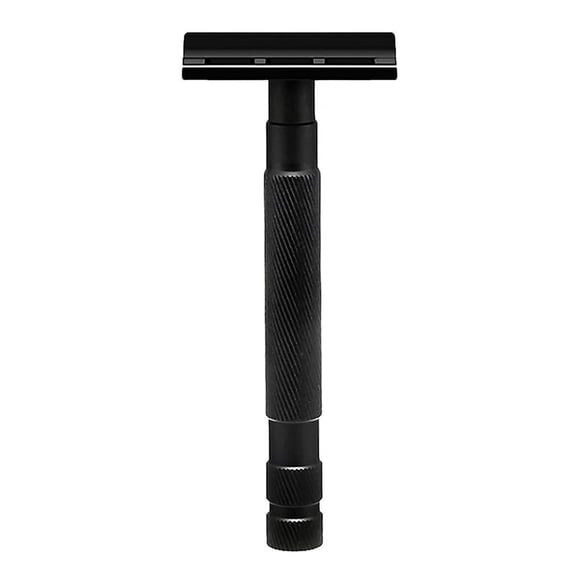 Waysh Classic Double Edge Safety Razor Gift Set for Men with Knurled Non-Slip Handle, Includes Stand & 20 Blades, Matte Black