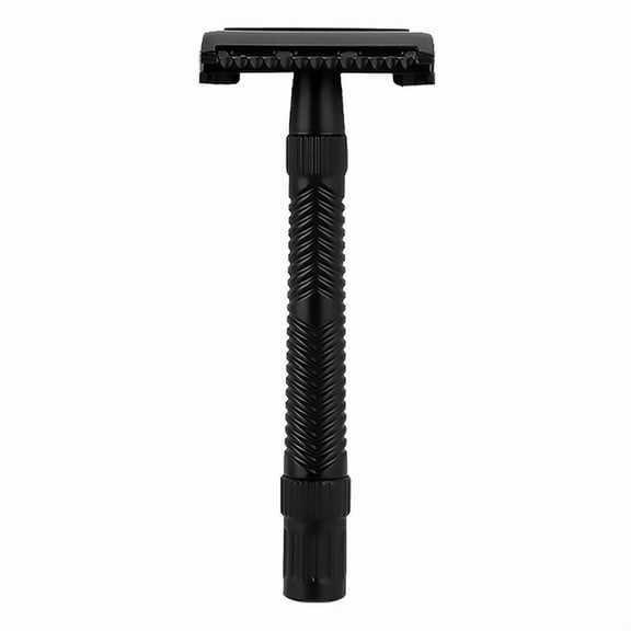 Waysh Double Edge Safety Razor Kit for Men, with Ergonomic Grip Handle, Matching Stand, and 20 Blades, Matte Black