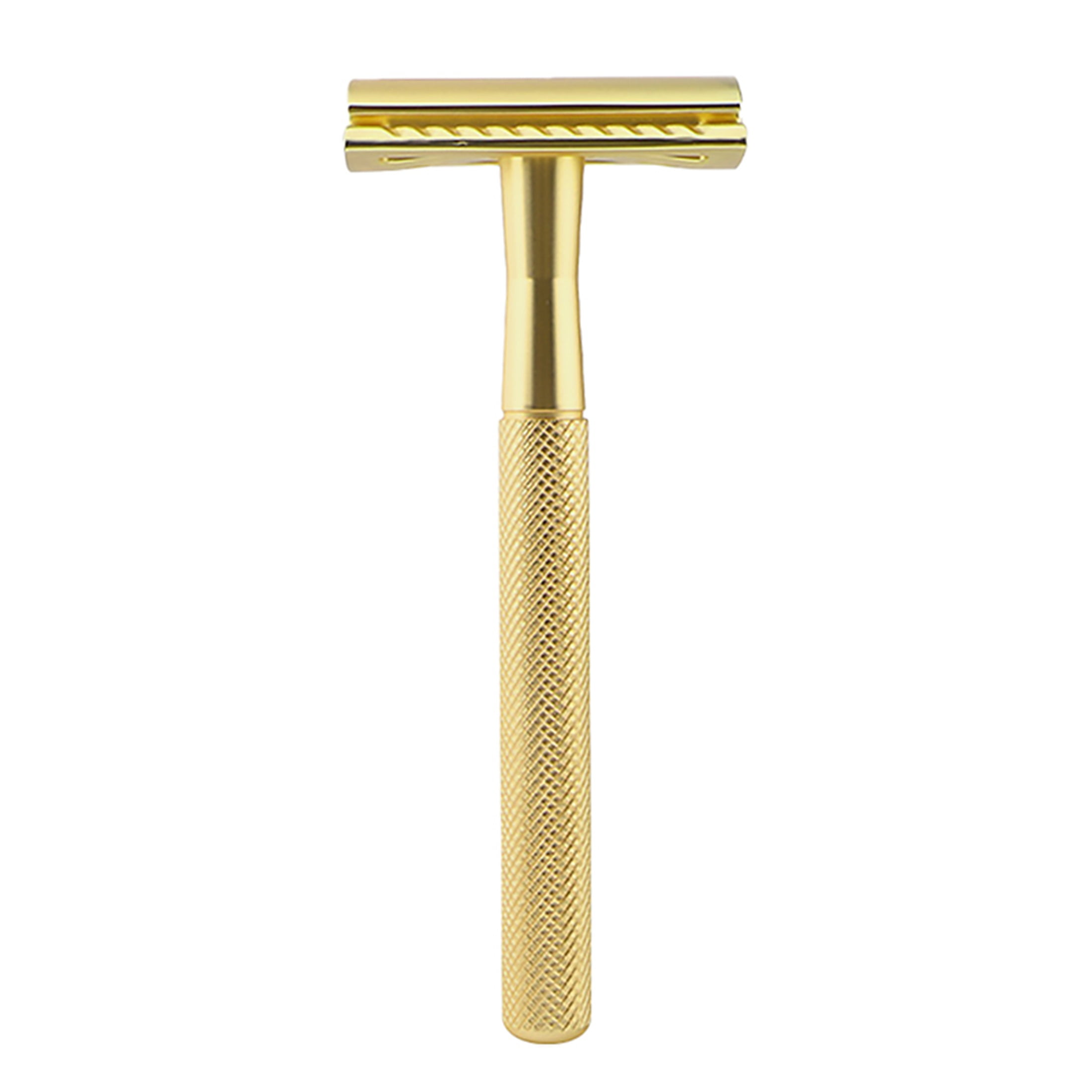 Waysh Elegant Wet Shave Weighted Handle Razor Kit with Matching Stand, Gold