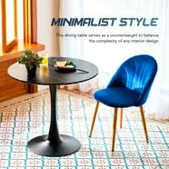 32 Inch Round Small Base Dinner Table w Marble Top & Metal Tulip ...