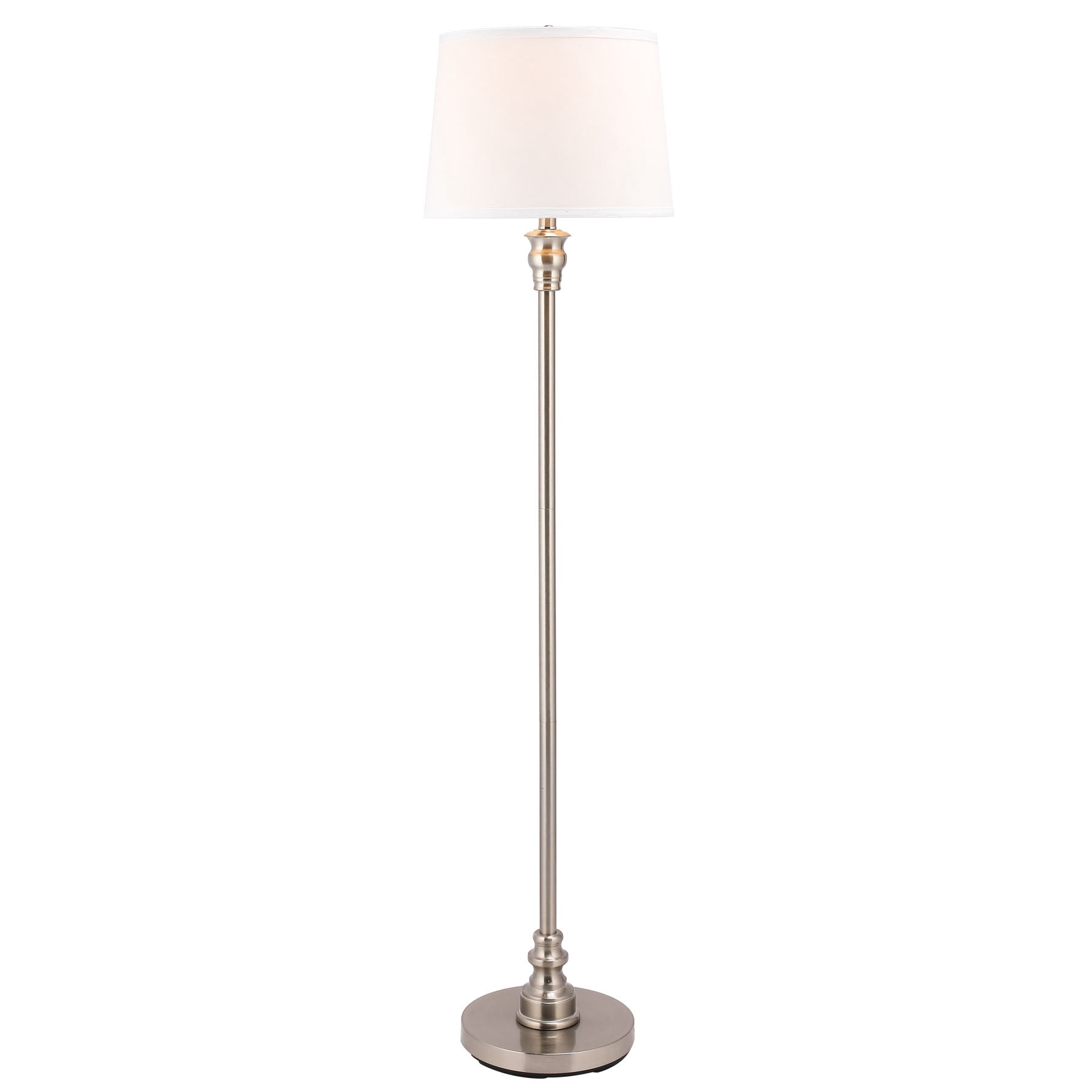 Wayshire Modern Floor lamp with White Shade and Steel Brushed Base, Standing Floor lamp for Living Room and Bedroom Bedside Corner, 58 Inches Contemporary Standing Lamp, ETL certificated.