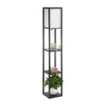 thumbnail image 1 of Wayshire Tall Standing Floor Lamp with Shade, 3 Tiers Storage Shelving Bulbs Include （Black), 1 of 7