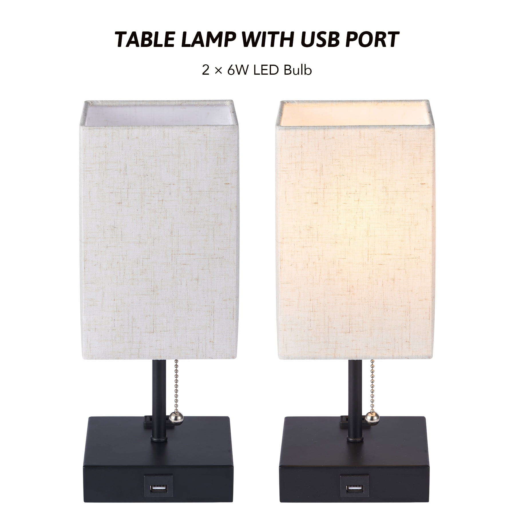 Wayshire Twin 12" Table Lamps Desk Lamps with Box Shades for Bedroom