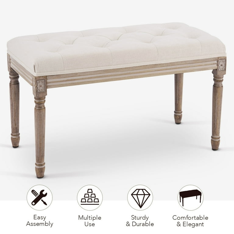 Wayshire Upholstered Entryway Bench with Cushion Seat 18.5 H for Living Room Bedroom Dining Room
