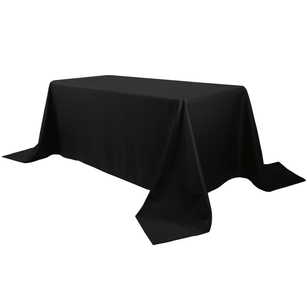 Black 90 x 132 Inch Polyester Rectangular Tablecloth