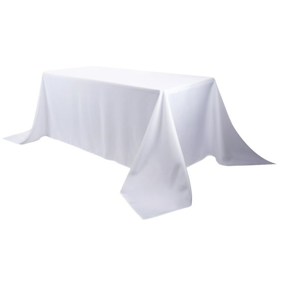 Waysle Rectangle Tablecloth - 90 x 132 Inch - White Rectangular Table Cloth for 6 Foot Table in Washable Polyester