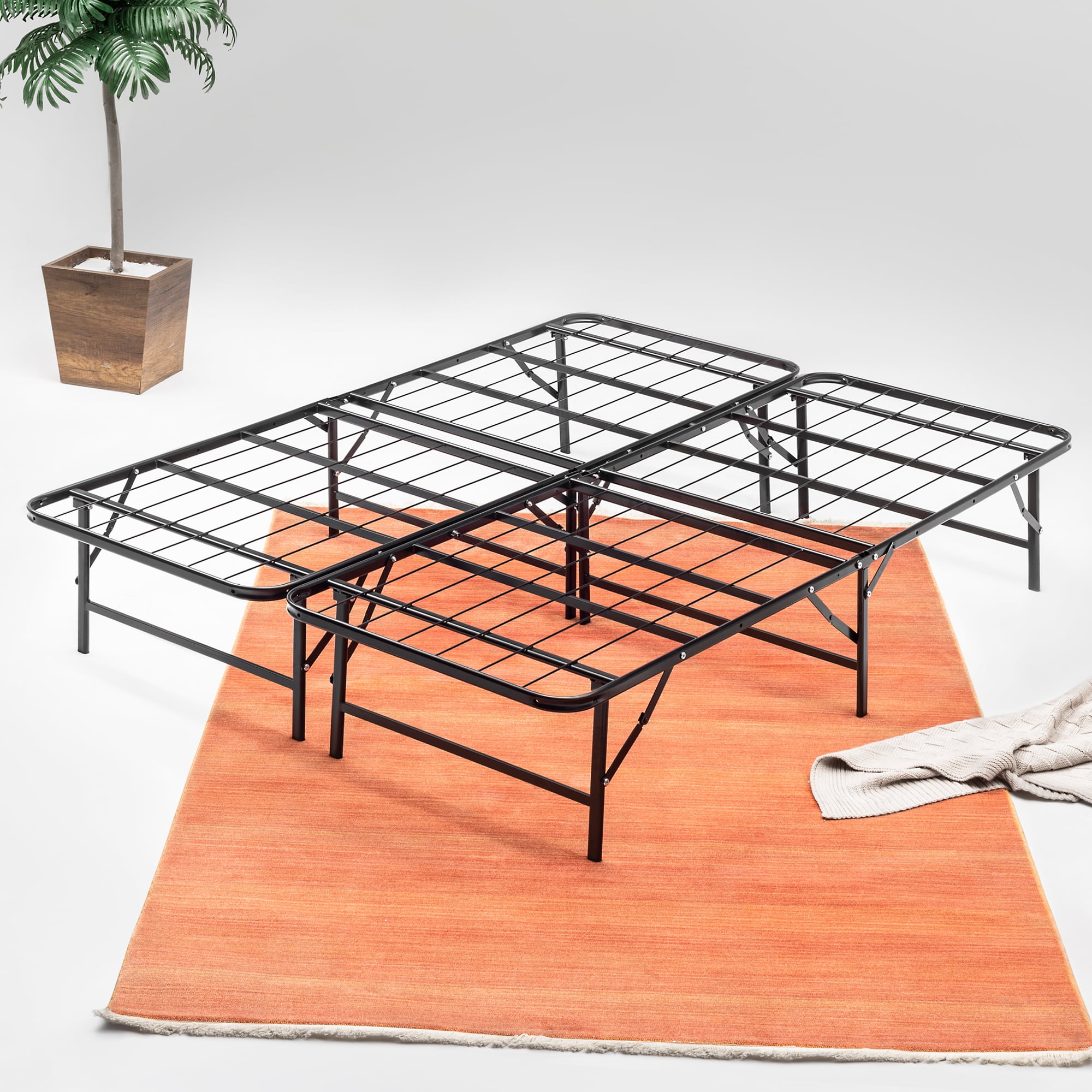 Wayton, 14-inch Quickbase Metal Mattress Platform Bed Frame Foundation with Steel Slats (No Box Spring Needed), Queen Size