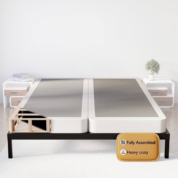 Wayton, 4" Split Sturdy Fully Assembled Wood Box Spring for Mattress, Queen, White