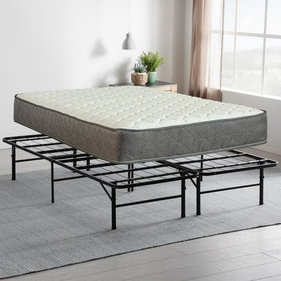 Wayton-Continental Sleep, 14" Metal Platform Bed and 10" Pocketed Coil Rolled Medium Plush Mattress, King
