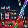 thumbnail image 1 of Waywe 2 PCS 4FT LED Whip Light with 4PCS Rock Lights Kit Spiral RGB Chasing App Remote Control Stop Turn Reverse Lights Whips for UTV ATV Truck Buggy Dune RZR, 1 of 7