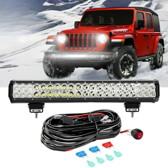 Waywe 20inch 126W LED Light Bar 4PCS 4inch 18W Spot Pods Driving Fog Off-Road Lighting for ATV Golf cart Trucks Boat Mowers Boat