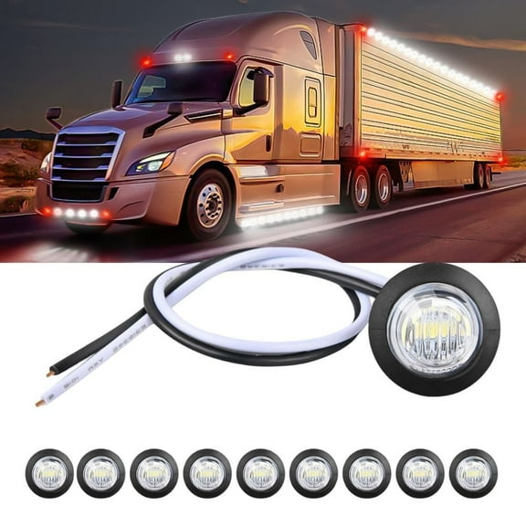 Waywe 3/4 Inch Bullet Side Marker Light 10PCS White Round Clearance LED Front Rear Indicator Light for Trailer Van Caravan Boat Truck RV Car Bus