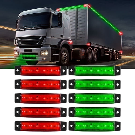 Waywe 3.8Inch Side Marker Light 10PCS 6LED Red Green Trailer Camper Clearance Marine Boat Navigation Port Starboard Indicator Lights for 12V DC Kayak Sailboat Yacht Truck RV
