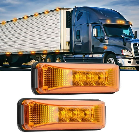 Waywe 3.9Inch Side Marker Light 2PCS Amber 3LED Front Rear Clearance Indicator Fender Lights Waterproof Surface Mounted For Truck Trailer Camper RV UTV Bus