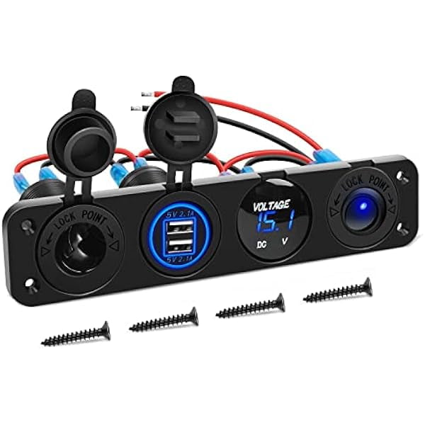 Waywe 4 in 1 ON Off Charger Socket Panel Dual USB Power Outlet LED ...