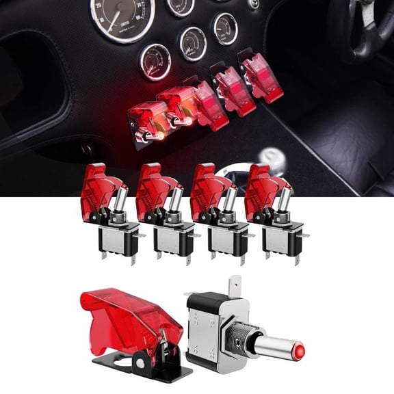 Waywe 5Pcs 12V Led Toggle Switch Heavy Duty 20A SPST On Off 3 Pin Rocker Switches for Automotive Cars Trucks Boats Racking Cars,Red