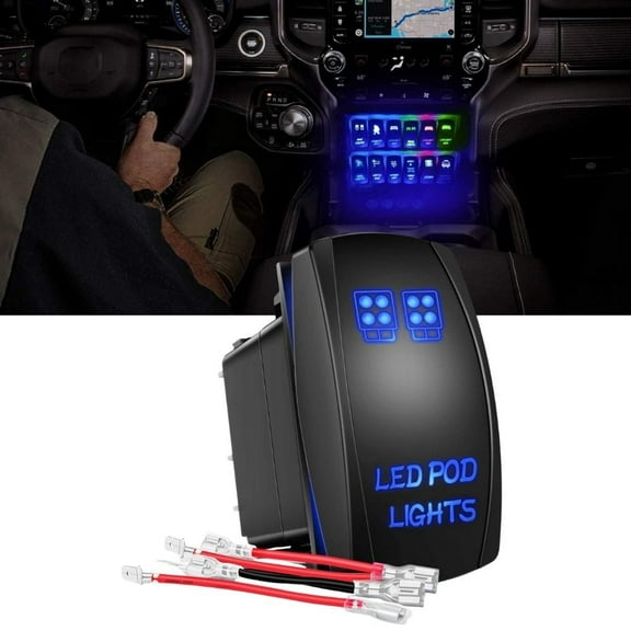 Waywe LED POD Lights Rocker Switch Led Light Bar Switches 5Pin Laser On Off switches 20A 12V 10A 24V with Jumper Wires Set for Cars Trucks RVs