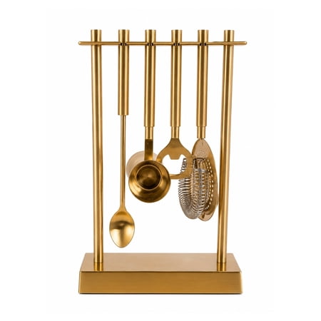Wazir Chand Stainless Steel PVD Gold Bar Tool Set Professional Bartender Accessories for Cocktails, Drinks, Beverages