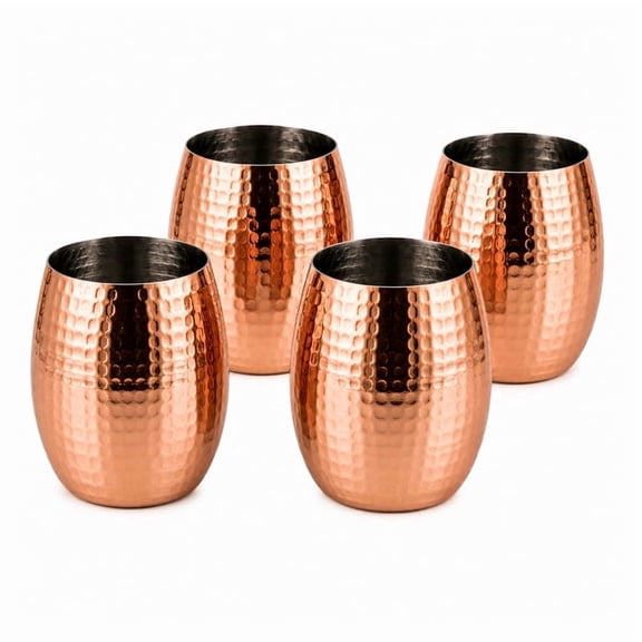 Wazir Chand Hammered Copper Moscow Mule Mugs Set of 4 Traditional Cocktail Drinkware