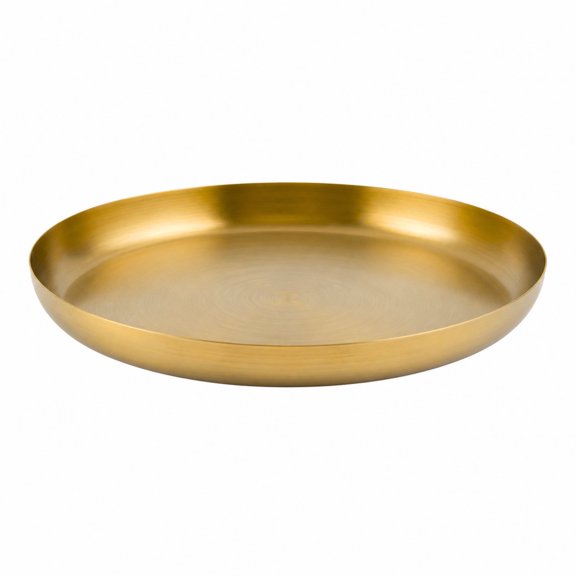 Wazir Chand Stainless Steel Serving Tray  PVD Gold Finish Round Decorative Tray for Serving Food, Drinks & Display