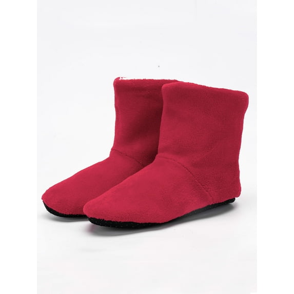 Wazshop Kids Boot Slipper Memory Foam Slippers Plush Lined Warm Shoes Lightweight Fluffy Socks Unisex House Shoe Cozy Anti-Slip Red US 8-8.5