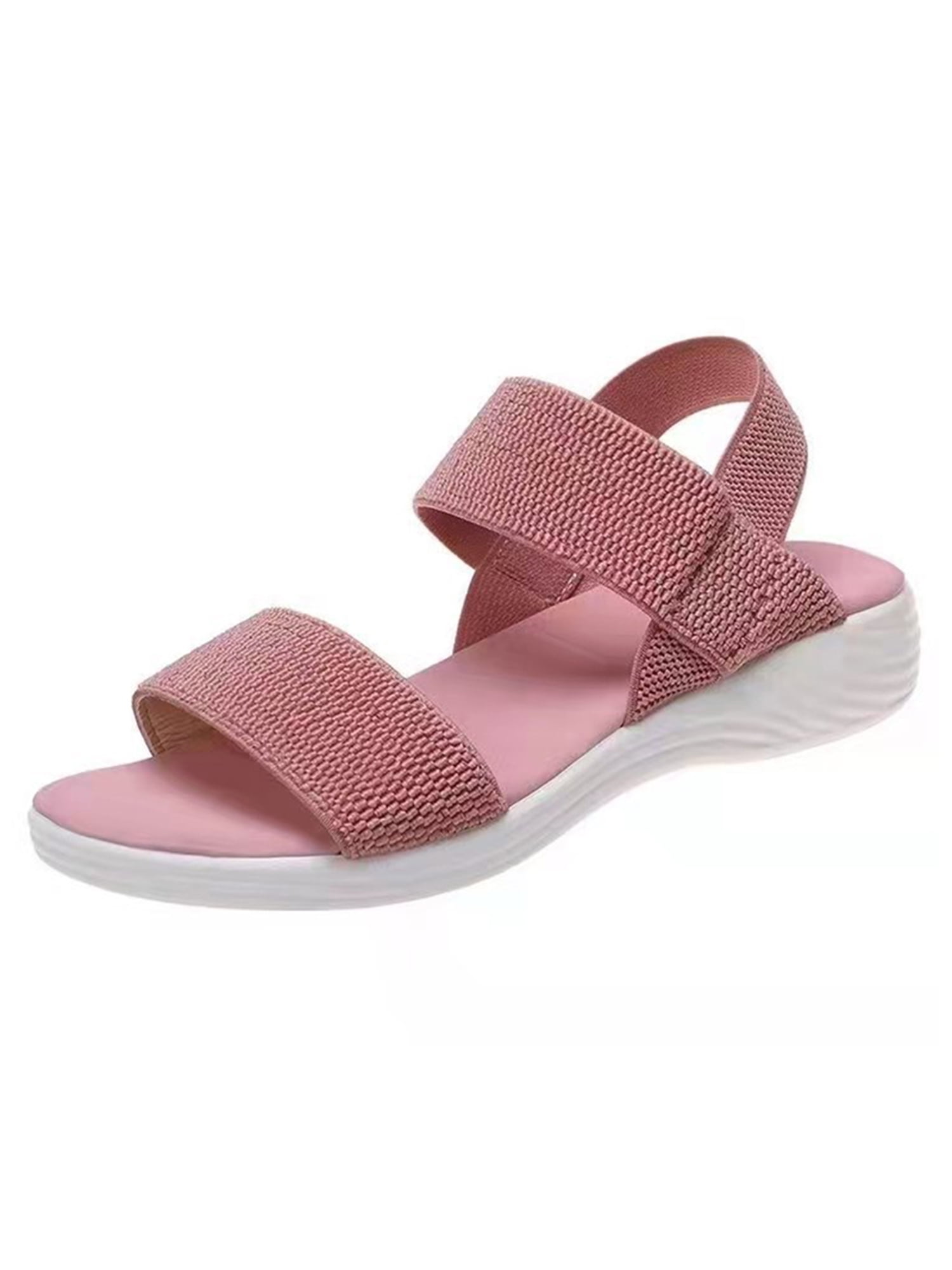 Wazshop Ladies Casual Shoes Low Wedge Flat Sandal Slip On Sandals Fashion Beach  Womens Summer Ankle Strap Pink 7.5 