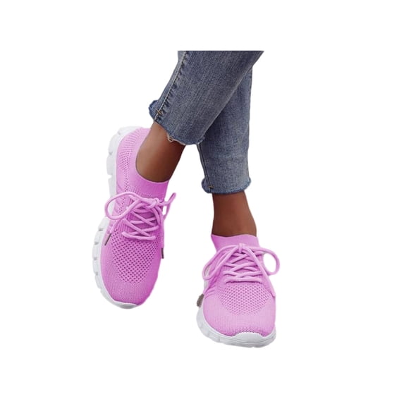 Wazshop WOMENS LADIES KNIT SLIP ON TRAINERS PARTY HIKING SNEAKERS SHOES