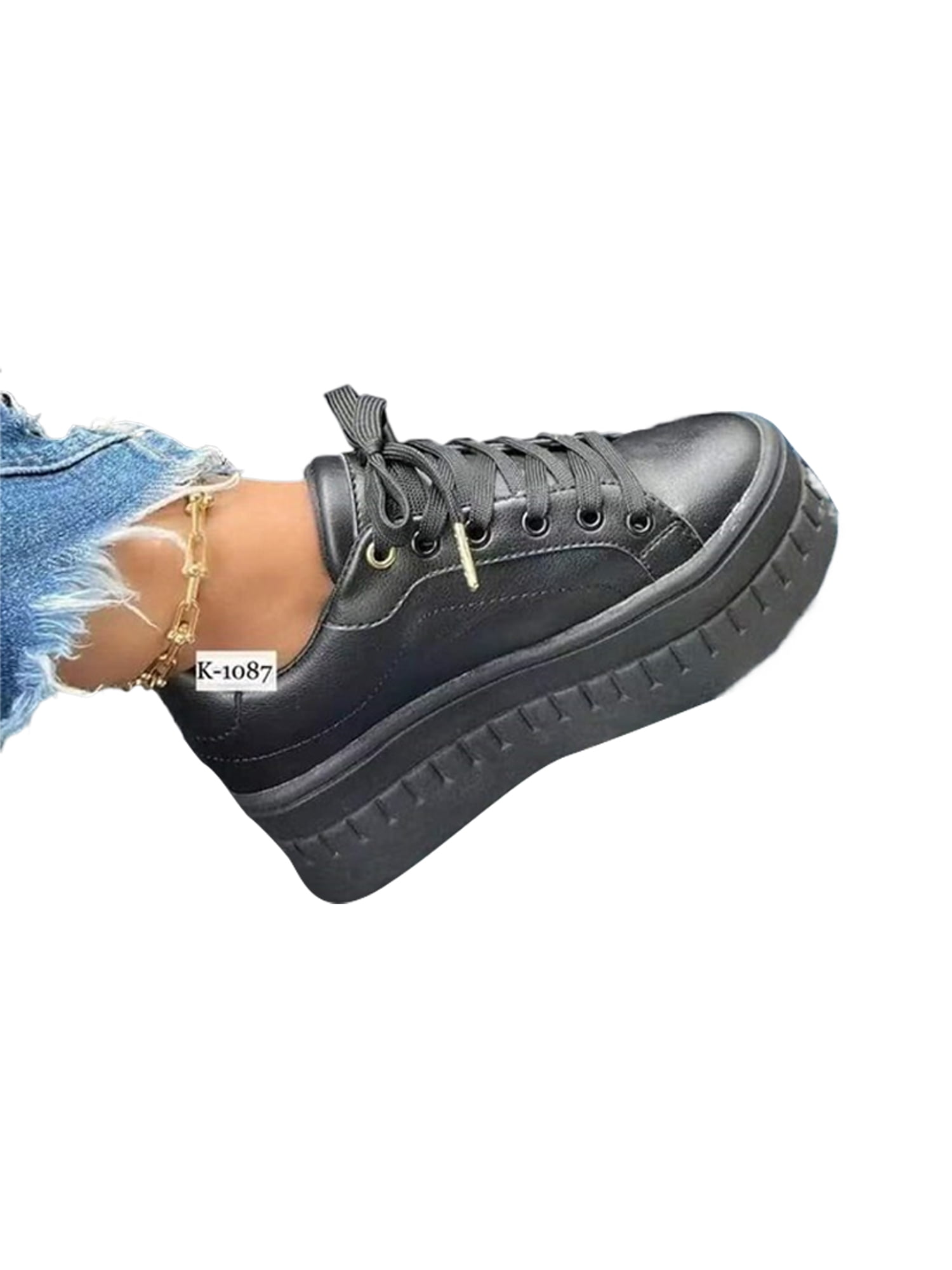 Wazshop Women Fashion Sneakers Round Toe Skate Shoes Low Top