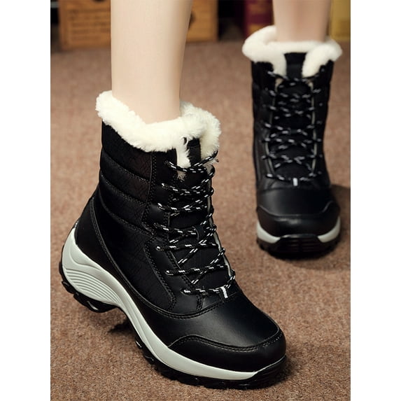 Wazshop Women's Winter Boots Waterproof Snow Boots Mid Calf Outdoor Boot Size 4.5-10