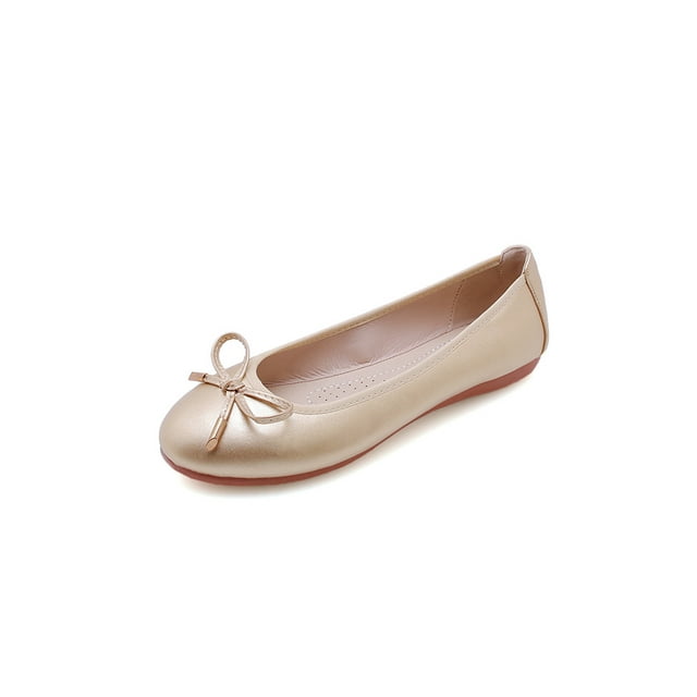 Wazshop Womens Ballet Ballerina Dolly Pumps Ladies Flat Slip On Loafers Leather Shoes Girls Dress Dance Shoes