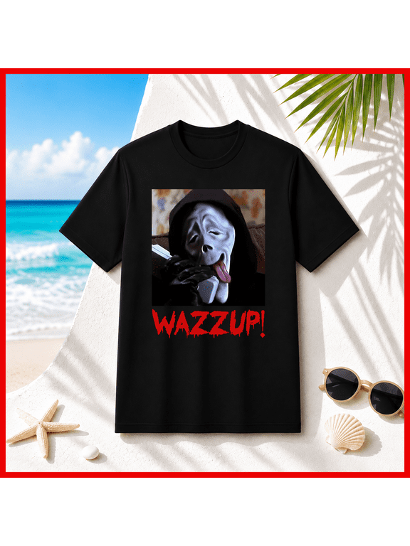 Wazzup Ghostface Scary Movie Scream Slapstick Horror Parody Pop Culture Meme T-Shirt V80487, S-5XL