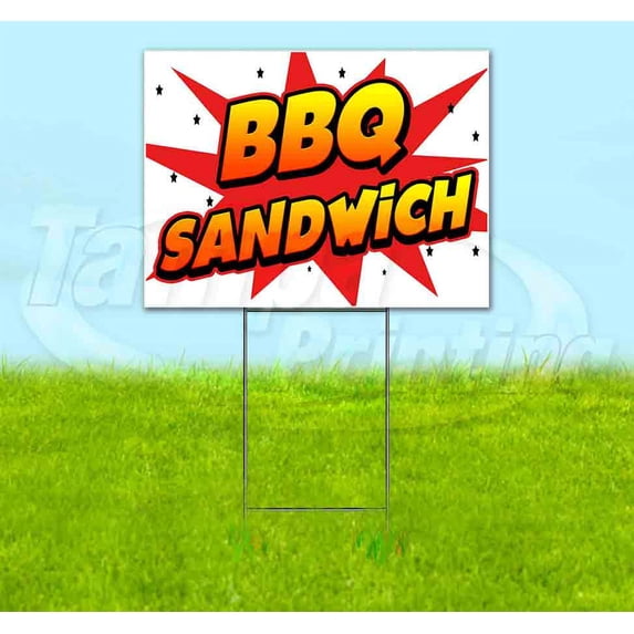 Wbg Bbq Sandwich (18" x 24") Yard Sign, Includes Metal Step Stake