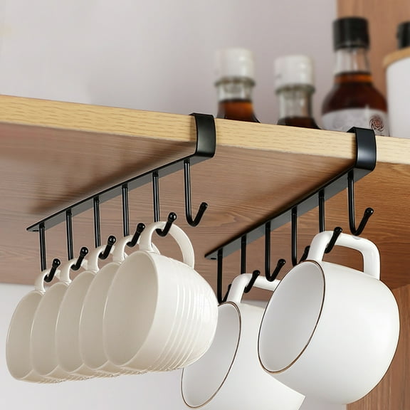 Wchiuoe Multifunction Kitchen Storage Rack Cupboard Shelf Hanging Hook Wardrobe Organizer Holder Black