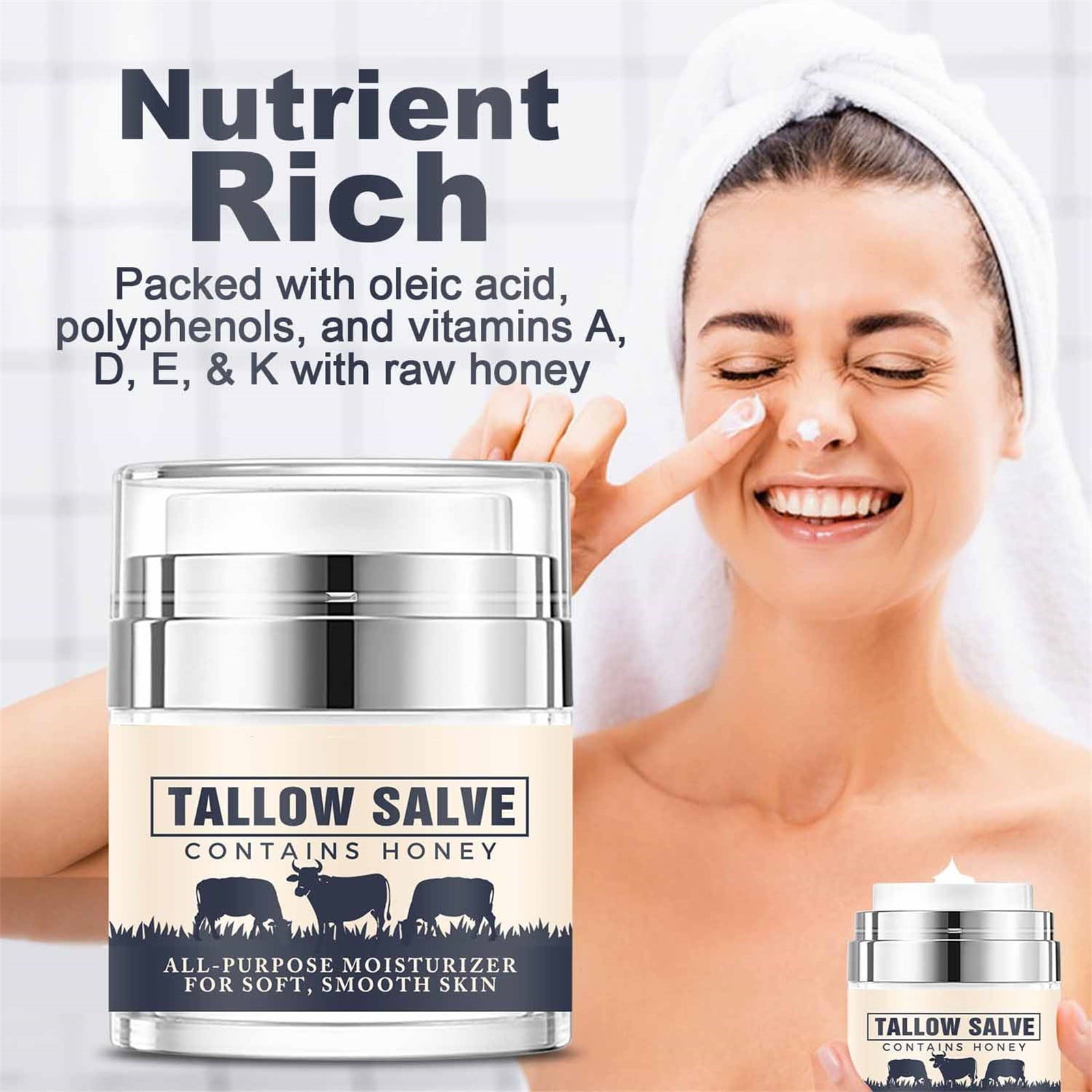 Wcucv Rollback! Face care, Beef Tallow and Honey Balm, Unscented, Grass