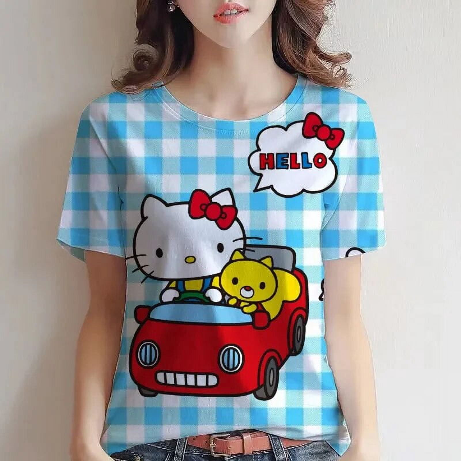 Wdaidj women's T-shirt Hello Kitty Print girls clothing 3D oversized ...