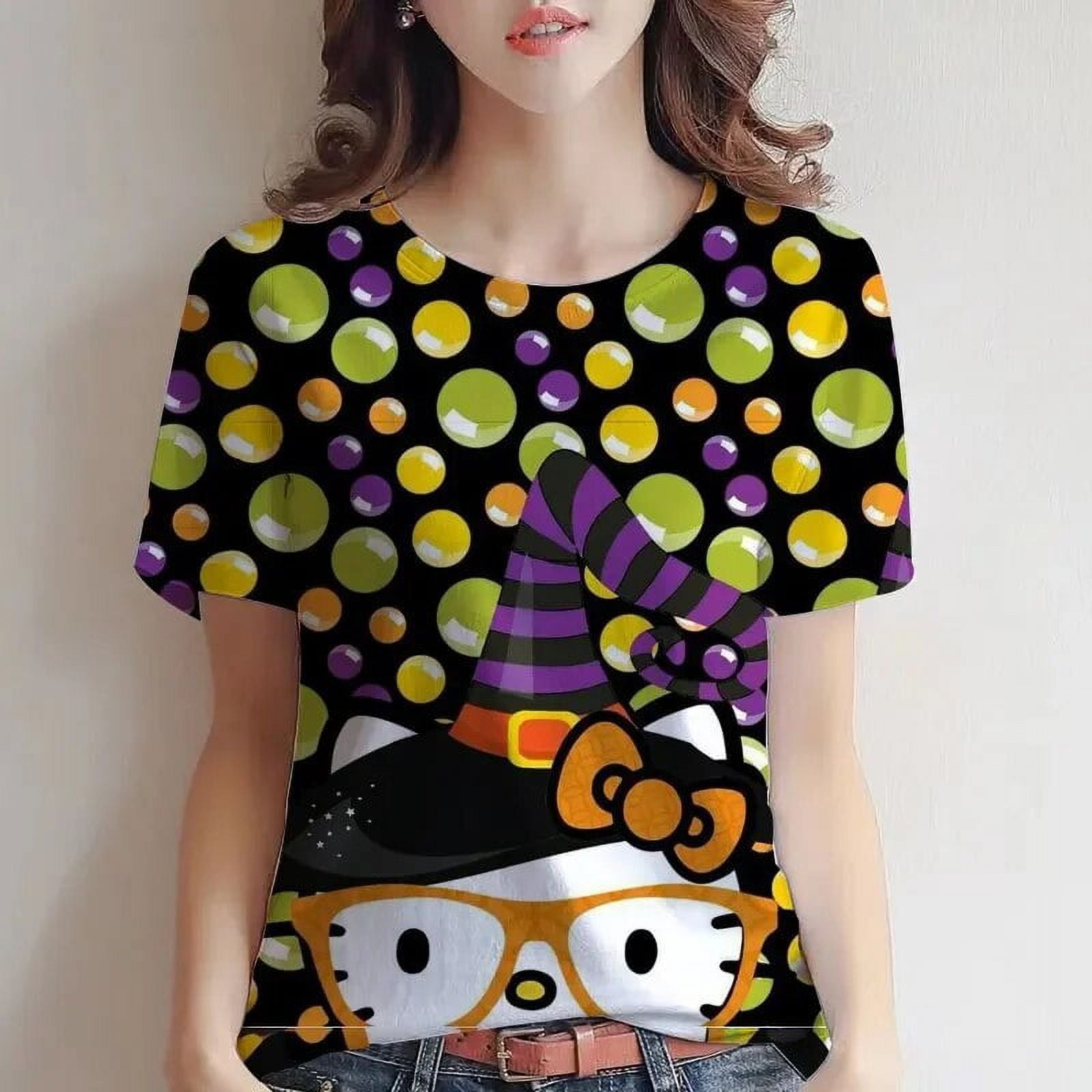 Wdaidj women's T-shirt Hello Kitty Print girls clothing 3D oversized ...