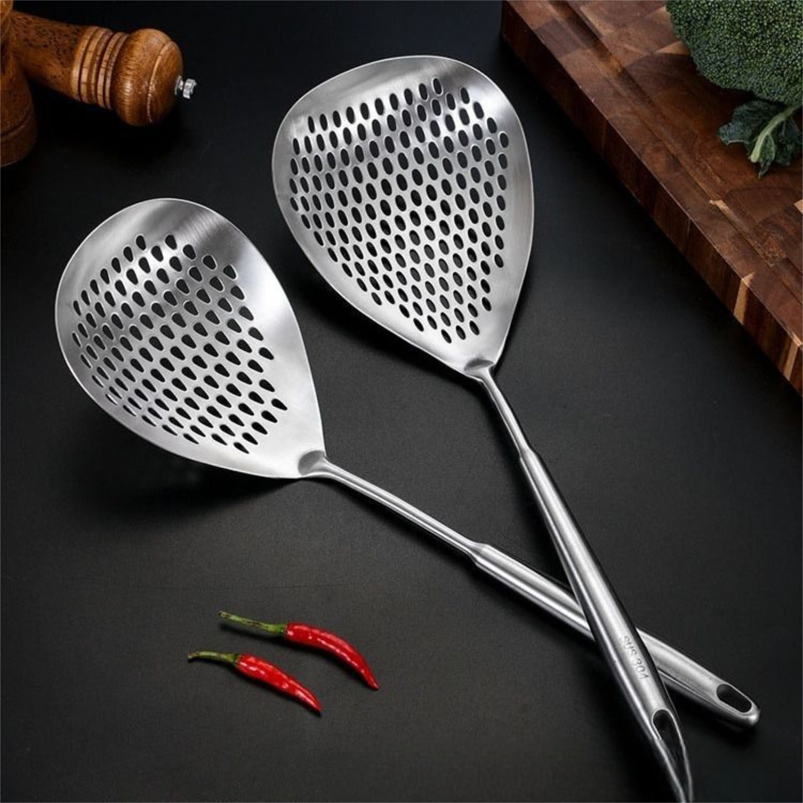 Wddbbeixxx Stainless Steel Large Leaky Spoon – Purpose Kitchen Long