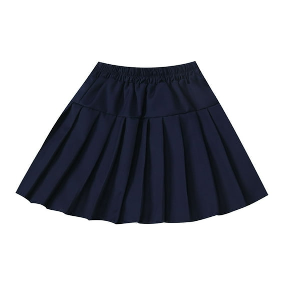 Wdfiry 2-15T Toddler Skirt for Girls Solid Color Elastic High Waist Kids Mini Skirts Smooth Soft Pleated Cotton Skirts