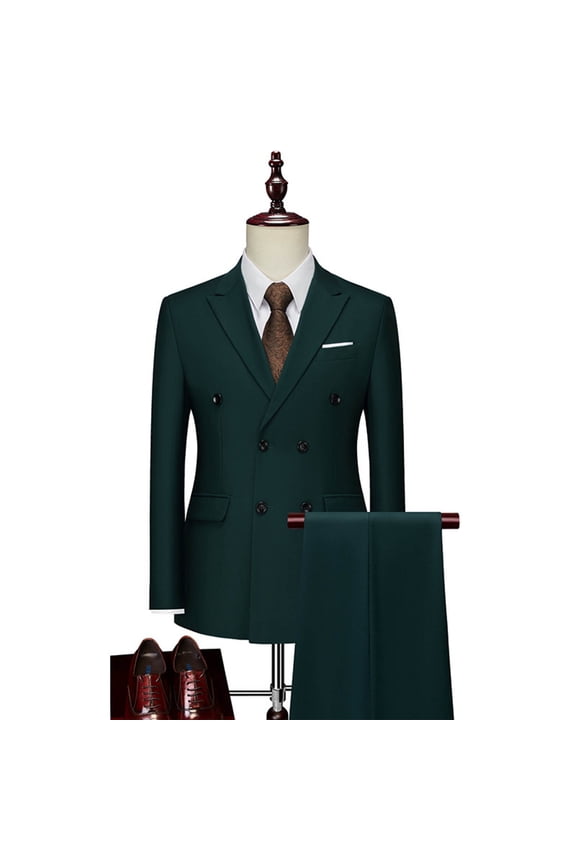 2 Piece Men's Big and Tall Blazer Sets Fashion Button Lapel Long Sleeve Blazer Jackets and Long Pants Sets Plus Size Solid Color Business Work Suit Sets