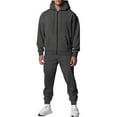 thumbnail image 1 of Wdfiry 2 Piece Men's Sweatsuits Zipper Open Front Long Sleeve Hooded Sweatshirts Coat and Drawstring Elastic Waist Sweatpants Set Fleece Plus Size Pockets Hoodie Set, 1 of 8