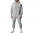 thumbnail image 1 of Wdfiry 2 Piece Men's Sweatsuits Zipper Open Front Long Sleeve Hooded Sweatshirts Coat and Drawstring Elastic Waist Sweatpants Set Fleece Plus Size Pockets Hoodie Set, 1 of 8