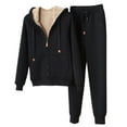 thumbnail image 1 of Wdfiry 2 Piece Outfits for Women Fleece Lounge Sets for Women Winter Cozy Plush Lined Hooded Sweatshirt Coat and Jogger Pant Sweatsuit Sets Plus Size Zip Jacket Tracksuit Sets Clearance, 1 of 2